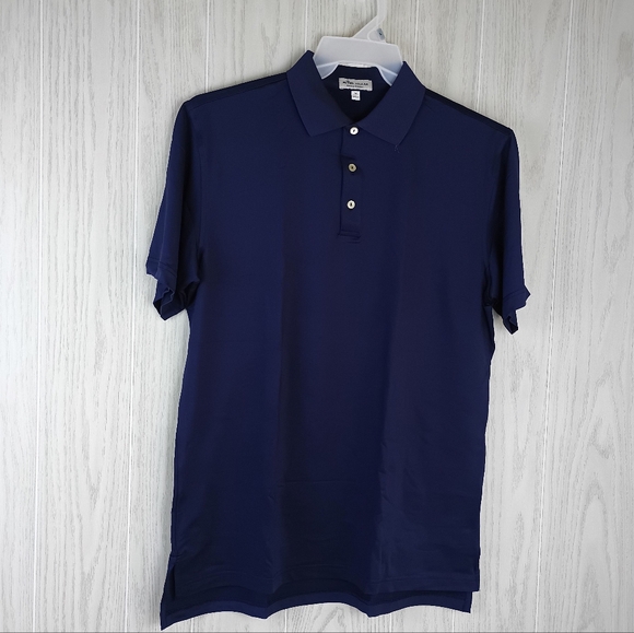 Peter Millar Summer Comfort Medium navy blue polo Embark Logo Short Sleeve - Picture 1 of 12
